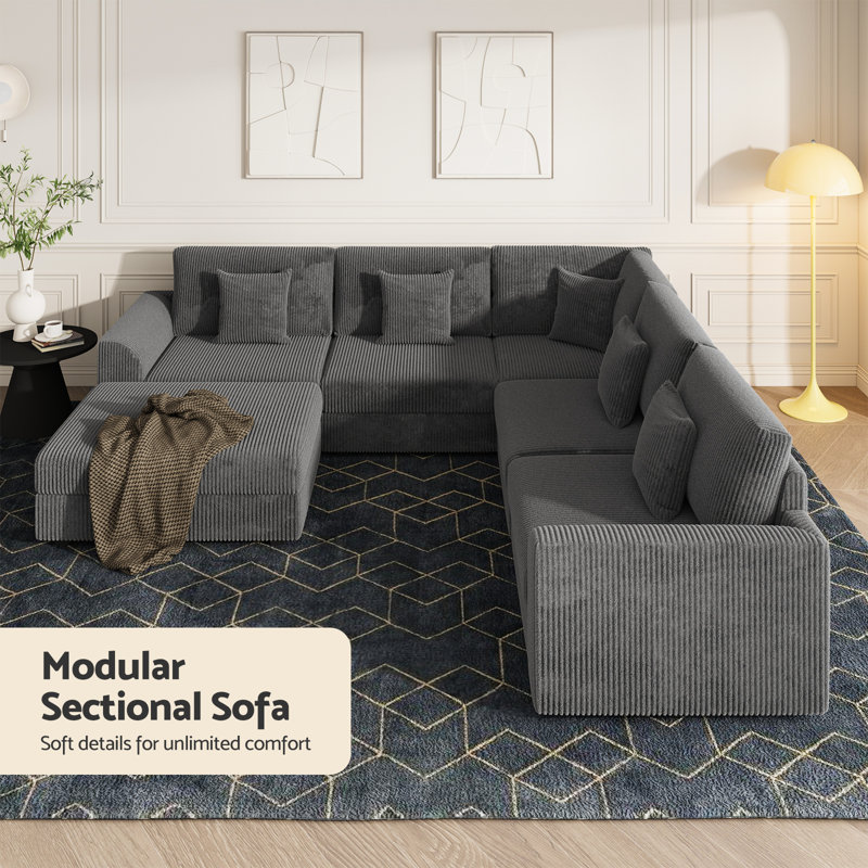 Latitude Run® Kaneki 6 - Piece Slipcovered Corduroy Sectional Sofa
